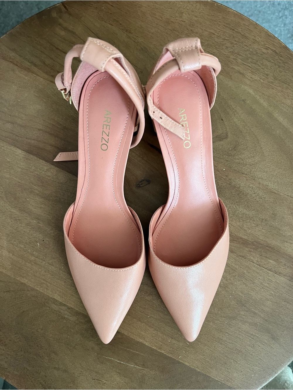 Arezzo Pink Pointed-Toe Ankle-Strap Heels